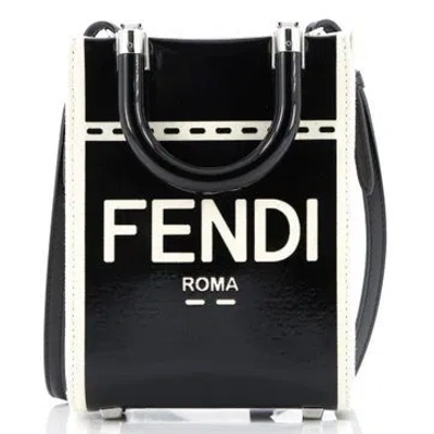 Pre-owned Fendi Leather Sunshine Shopper Tote In Black