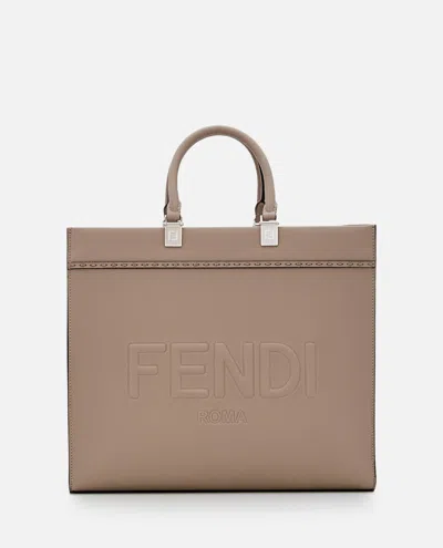 Fendi Leather Sunshine Tote Bag In Default Title