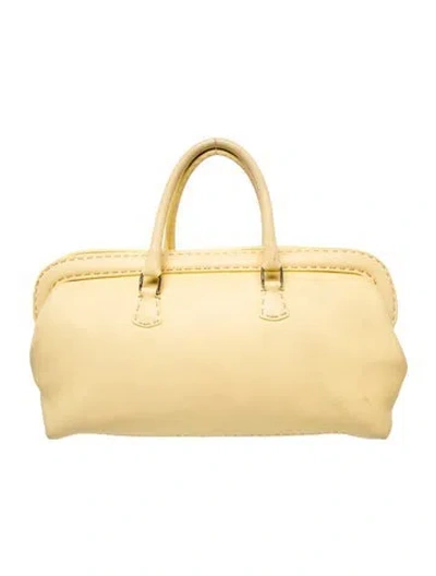 Pre-owned Fendi Leather Top Handle Bag In Gold