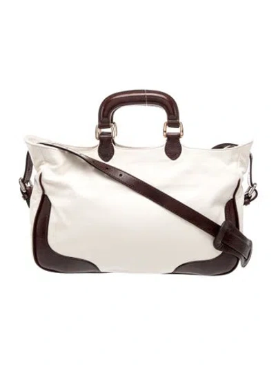 Pre-owned Fendi Leather Top Handle Bag In White