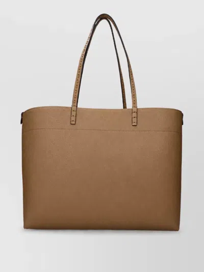 Fendi Leather Tote Bag In Brown