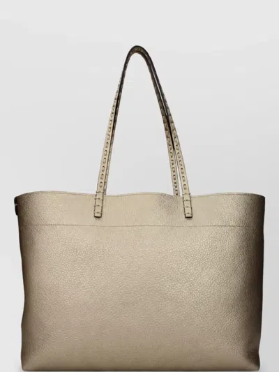 Fendi Leather Tote Bag In Brown