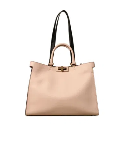 Fendi Leather Tote Bag In Pink