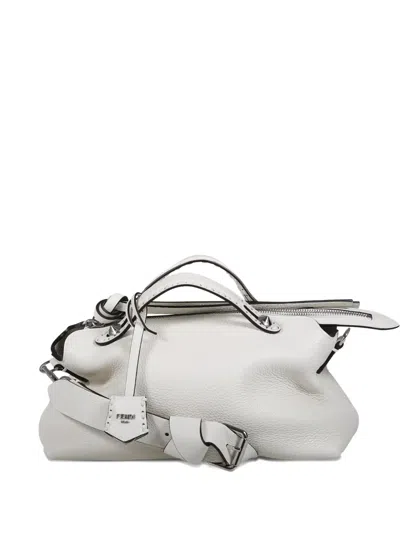 Fendi Leather Tote Bag In White