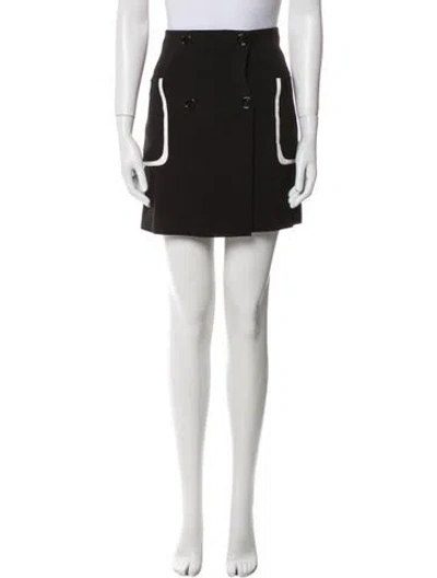 Pre-owned Fendi Leather Trim Embellishment Mini Skirt In Black