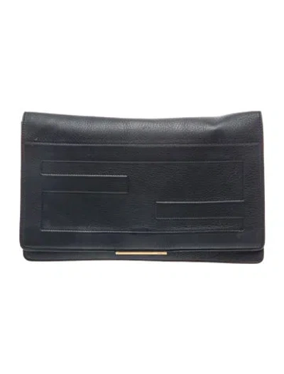 Pre-owned Fendi Leather Tube Macro Clutch In Black