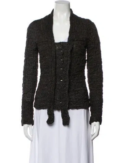 Pre-owned Fendi Leather Tweed Pattern Blazer In Green