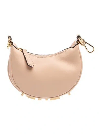 Pre-owned Fendi Leather Vitello Grace Matte Nano Graphy Hobo Charm Light Rose Nano In Neutrals