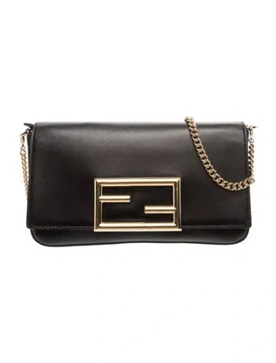 Pre-owned Fendi Leather Vitello Palmellato Wallet In Black