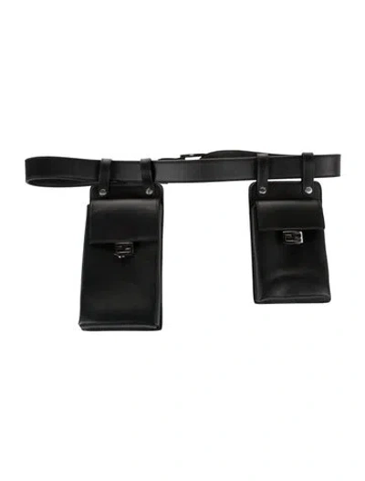 Pre-owned Fendi Leather Waist Belt In Black