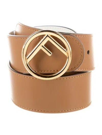 Pre-owned Fendi Leather Waist Belt In Brown/white