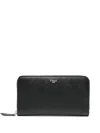 Fendi Shadow Zip Around Black And Red Leather Wallet In Black