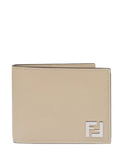 Fendi Leather Wallet In Neutral