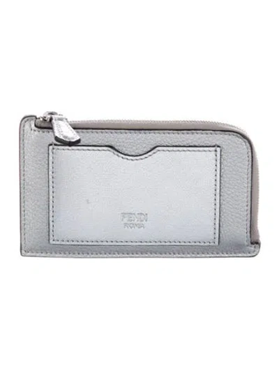 Pre-owned Fendi Leather Wallet W/ Tags In Silver