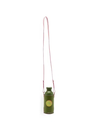 Pre-owned Fendi Leather Water-bottle And Holder Set In Green