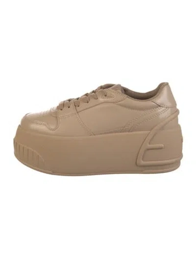 Pre-owned Fendi Leather Wedge Sneakers In Neutral