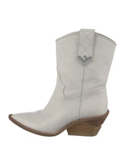 Pre-owned Fendi Leather Western Boots In White