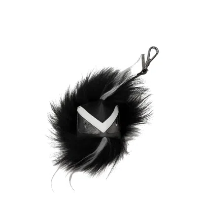 Fendi Leather With Fur Trim Key Case In Pink