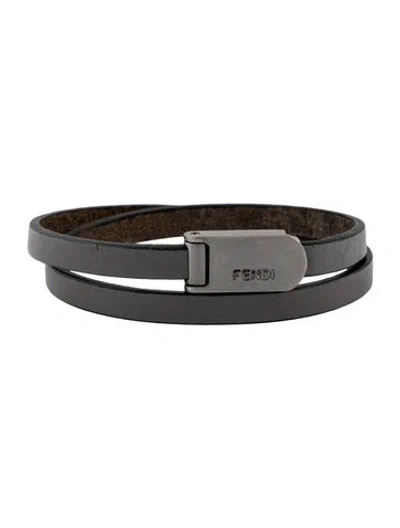 Pre-owned Fendi Leather Wrap Bracelet In Multicolor