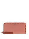 Fendi Zipper Around Peekaboo Large Leather Wallet In Pink