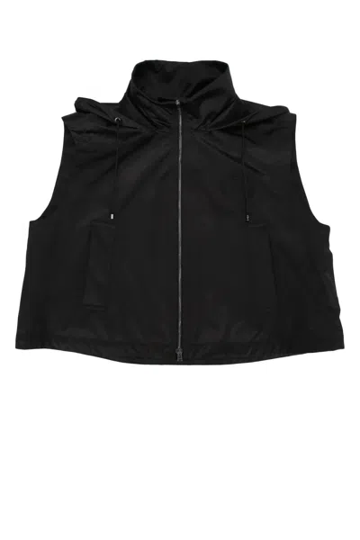 Fendi Leisure Hooded Vest Logo In Black