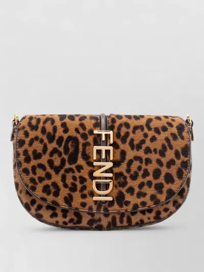 Fendi Leo Pattern Cavallino Calfskin Chain Wallet In Brown