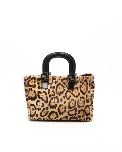 Fendi Leopard Calf Hair Tote Bag In Multi