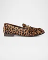 Fendi Women Brown Loafers With Ff Plaque And Leopard Motif In Brushed Leather Woman In Animal Print
