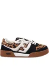 Fendi Low-top Platform In Multicolor Cavallino Calfskin And Suede In Brown