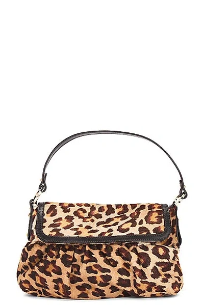 Fendi Leopard Shoulder Bag In Beige
