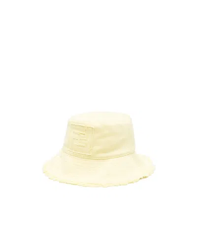 Fendi Letter Bucket Hat In Nude