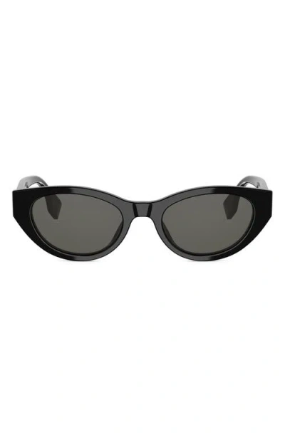 Fendi Lettering 51mm Oval Sunglasses In Black