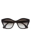 Fendi Lettering 52mm Square Sunglasses In Shiny Black/gradient Brown