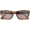 Fendi Lettering 53mm Cat Eye Sunglasses In Brown