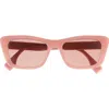 Fendi Lettering 53mm Cat Eye Sunglasses In Pink