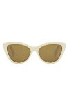 Fendi ' Lettering 55mm Cat Eye Sunglasses In Ivory/brown