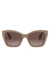 Fendi ' Lettering 55mm Gradient Square Sunglasses In Shiny Light Brown/brown