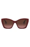 Fendi ' Lettering 55mm Gradient Square Sunglasses In Shiny Red / Gradient Brown
