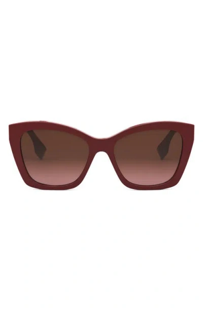 Fendi ' Lettering 55mm Gradient Square Sunglasses In Shiny Red / Gradient Brown