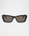 Fendi Lettering Acetate Rectangular Sunglasses In Black