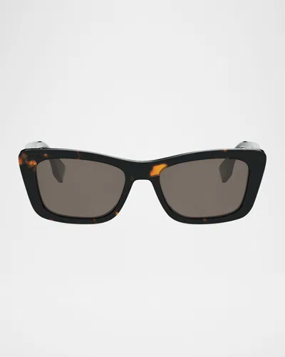 Fendi Lettering Acetate Rectangular Sunglasses In Black