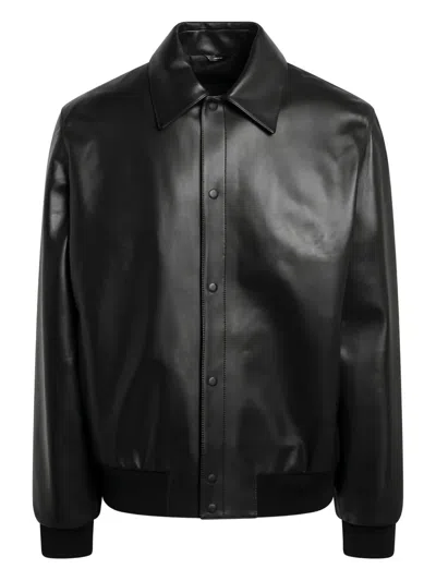 Fendi Lettering-detail Sheepskin Jacket In Black