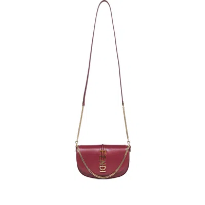 Fendi Lettering Flap Tote Bag In Red