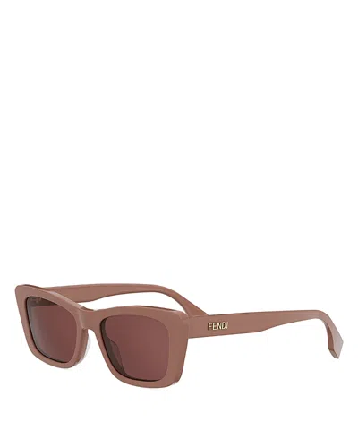 Fendi Lettering Geometric Sunglasses, 53mm In Brown