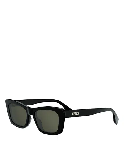 Fendi Lettering Geometric Sunglasses, 53mm In Black