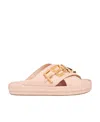 Fendi Lettering Logo Flat Slides In Pink