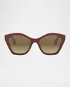 Fendi Lettering Square Acetate Sunglasses In Shiny Red/gradient Brown