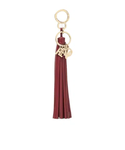 Fendi Letters Charm Dark Red Nappa Leather Charm In Burgundy