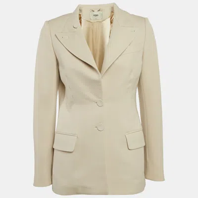 Pre-owned Fendi Light Beige Wool Single Breasted Blazer S