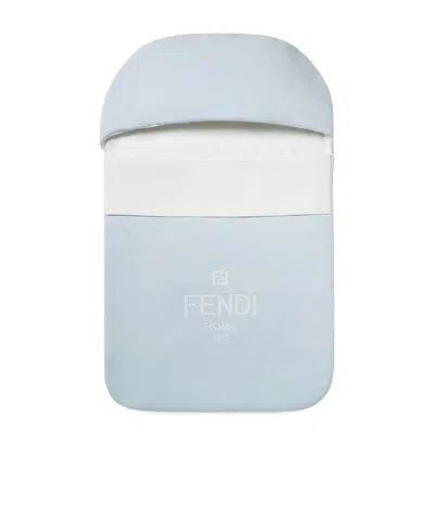 Fendi Kids' Light Blue And White Jersey Baby Sleeping Bag